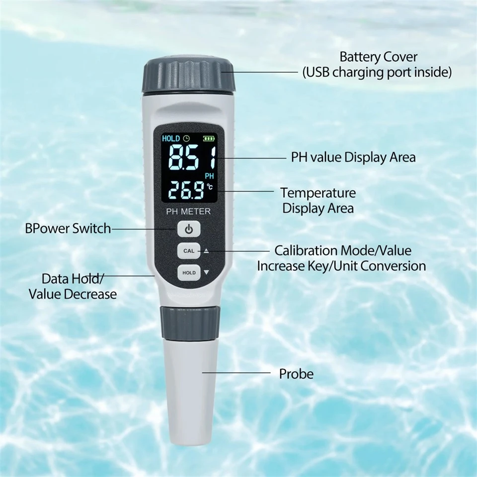 Rechargeable Color LCD PH Acidity Meter factory